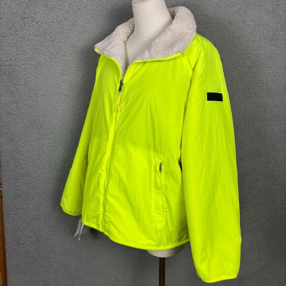 Calvin Klein Women's Reversible Sherpa Neon Yellow Jacket Size XL NWOT's. - Picture 5 of 12